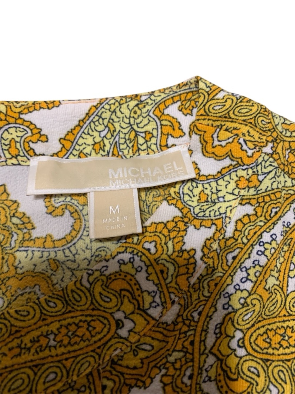 Michael Kors White Top with Yellow and Light Green Paisley